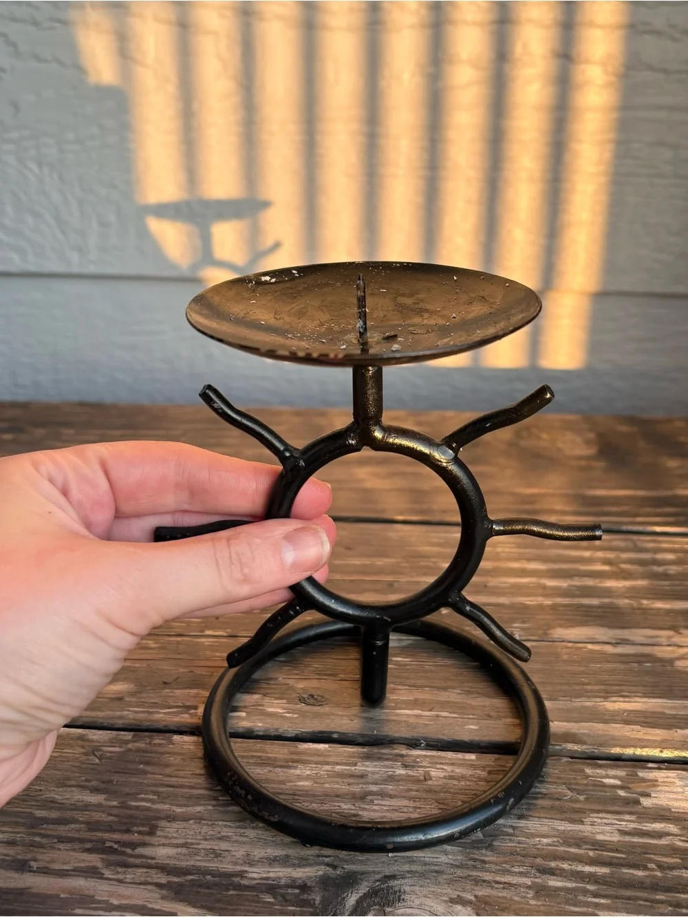 Metal Sunburst Black Candle Holder - Home Accents